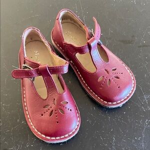 Start-rite England Childrens Burgundy T-Strap Leather Shoes